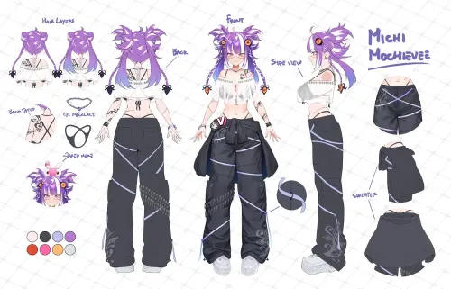 Michi Mochievee Second Outfit Reference Sheet