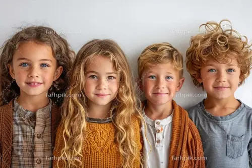 His photo created a group of diverse happy children on a white background 1000